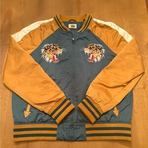 Superdry Women’s Tiger Embroidered Japan Bomber Jacket - Mustard and Teal